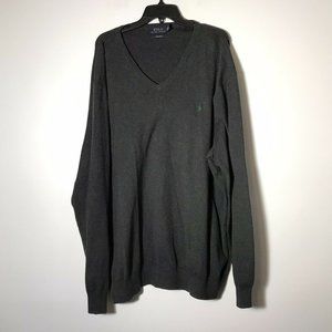EUC Polo Ralph Lauren Gray V-Neck Pima Cotton Mens Long Sleeve Size 3XLT